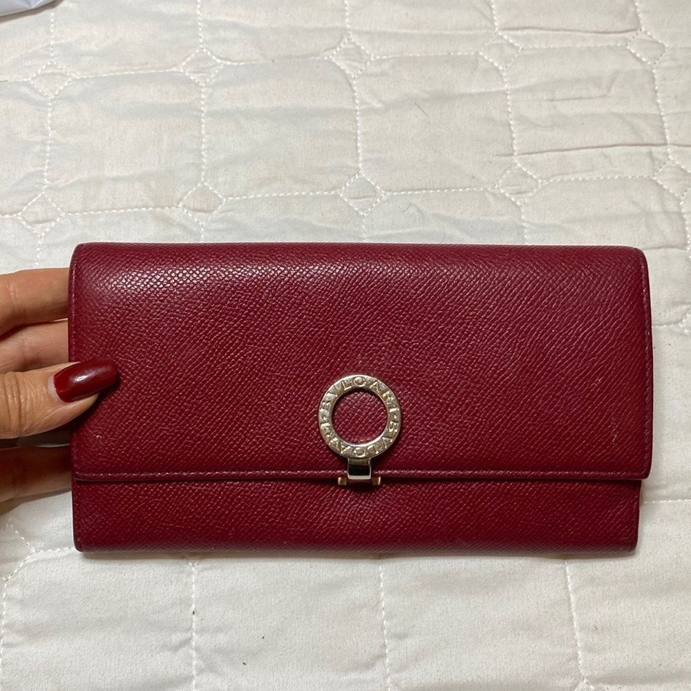 BVLGARI leather red wallet
